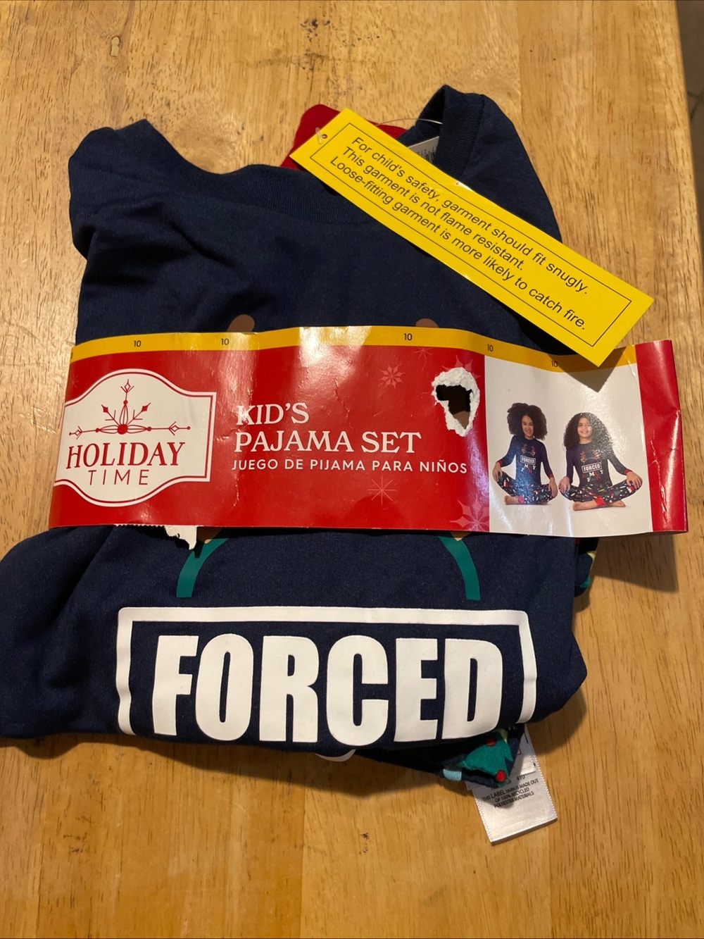 NWT Holiday time Navy Kids' Holiday Pajama Set with Red and Green Accents